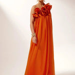 Velira Maxi Dress Asimetrinė vieno peties gėlėta vakarinė suknelė