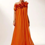 Velira Maxi Dress Asimetrinė vieno peties gėlėta vakarinė suknelė