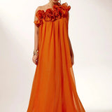 Velira Maxi Dress Asimetrinė vieno peties gėlėta vakarinė suknelė