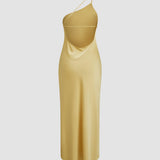 Velira Maxi Dress Atvira Nugaros Satino Maxi Suknelė