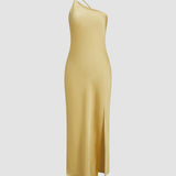 Velira Maxi Dress Atvira Nugaros Satino Maxi Suknelė