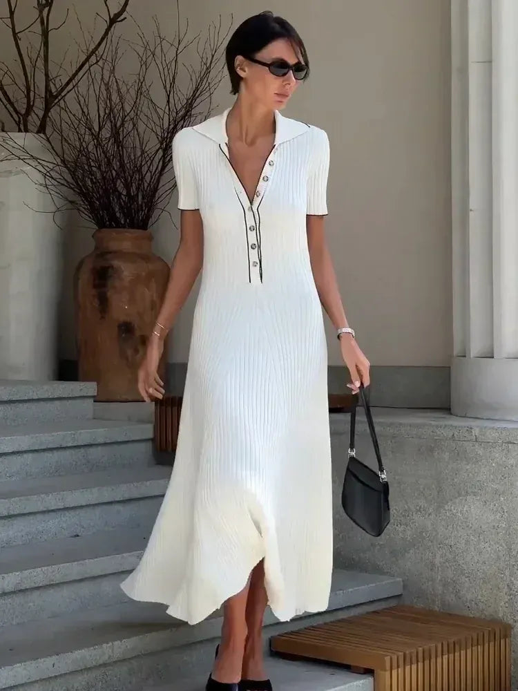 Velira Maxi Dress Balta / S Diana Tricot Vasaros Megzta Suknelė