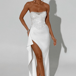 Velira Maxi Dress Balta / S Emrielle Karoliukų Korsetas Vakarinė Suknelė Maxi