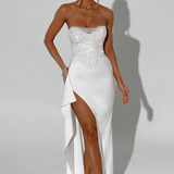 Velira Maxi Dress Balta / S Emrielle Karoliukų Korsetas Vakarinė Suknelė Maxi