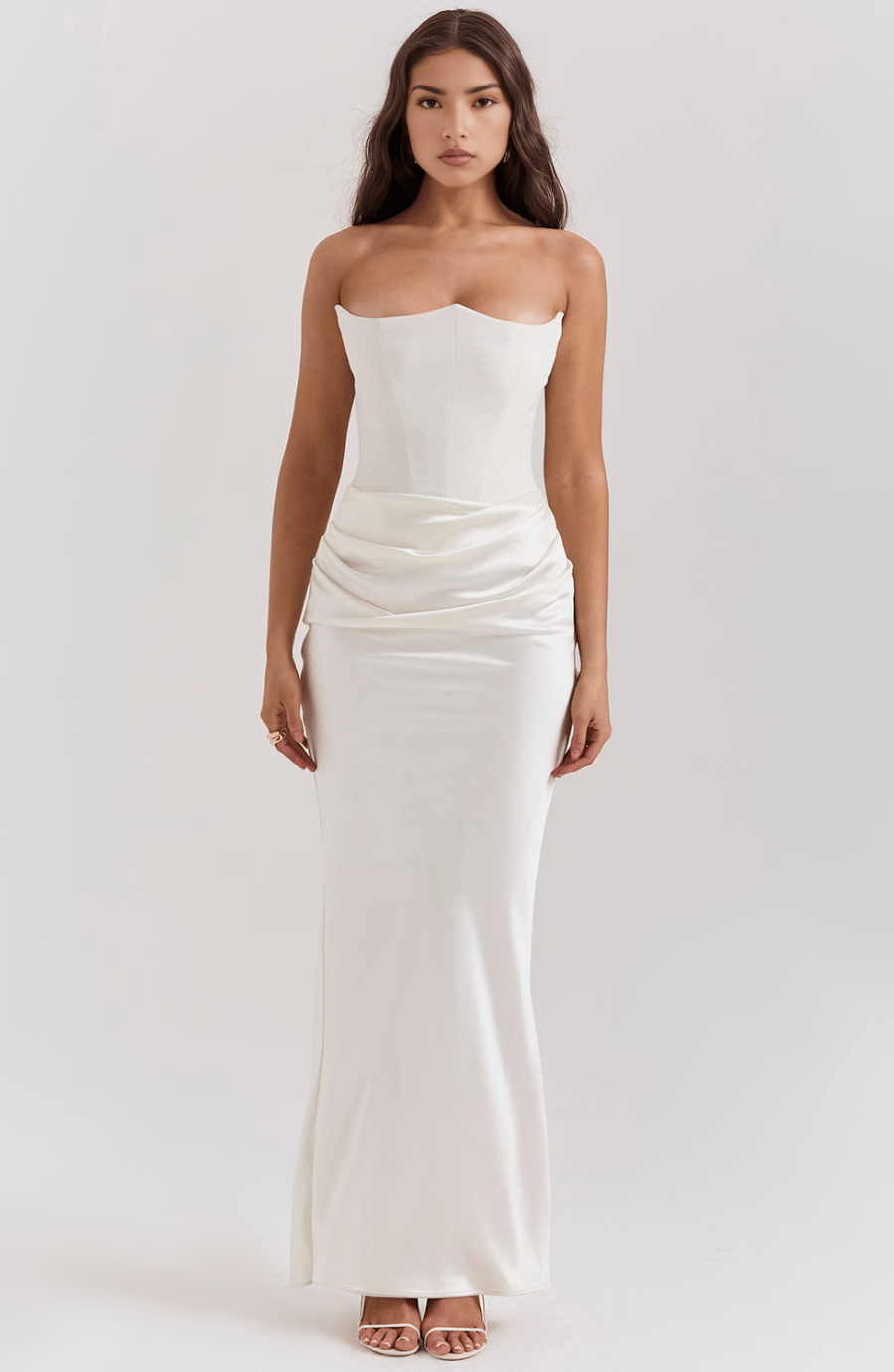 Velira Maxi Dress Balta / S Mia Be rankovių korseto maksi suknelė