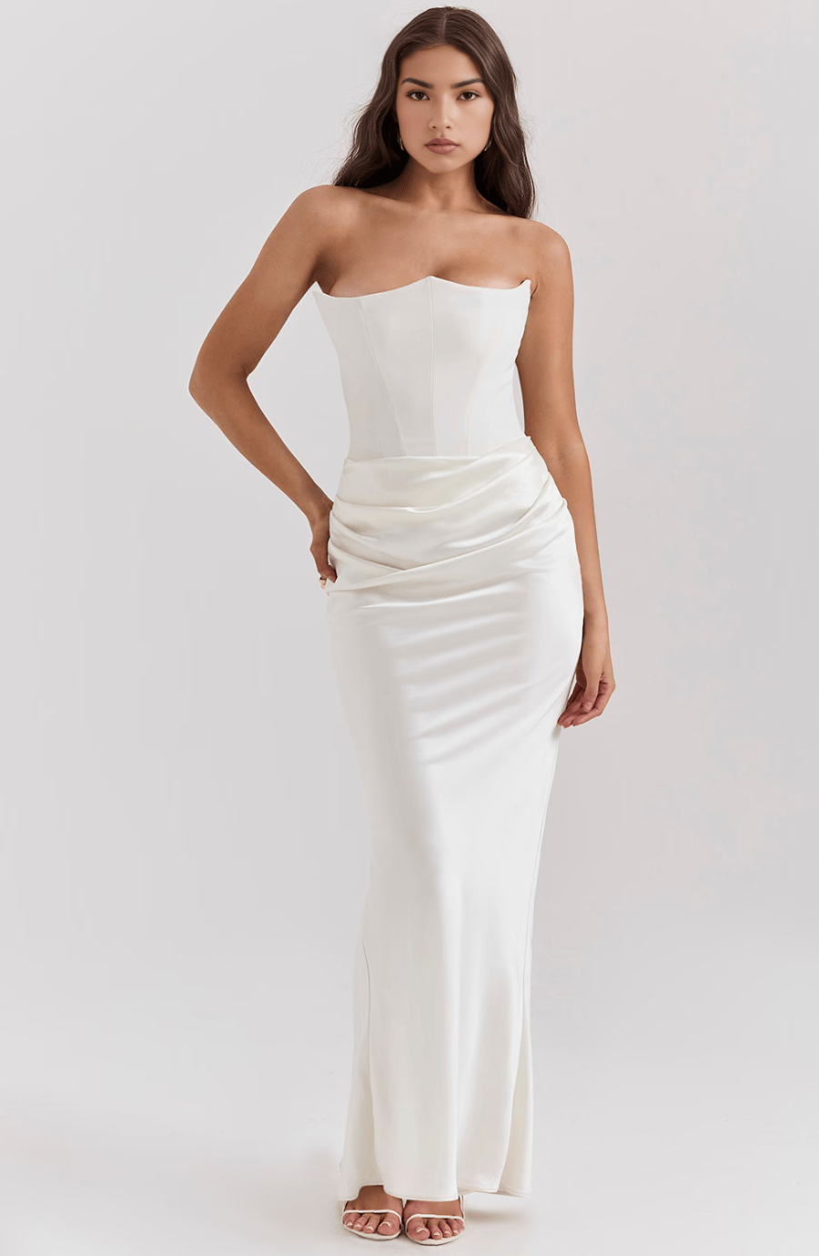 Velira Maxi Dress Balta / XL Mia Be rankovių korseto maksi suknelė