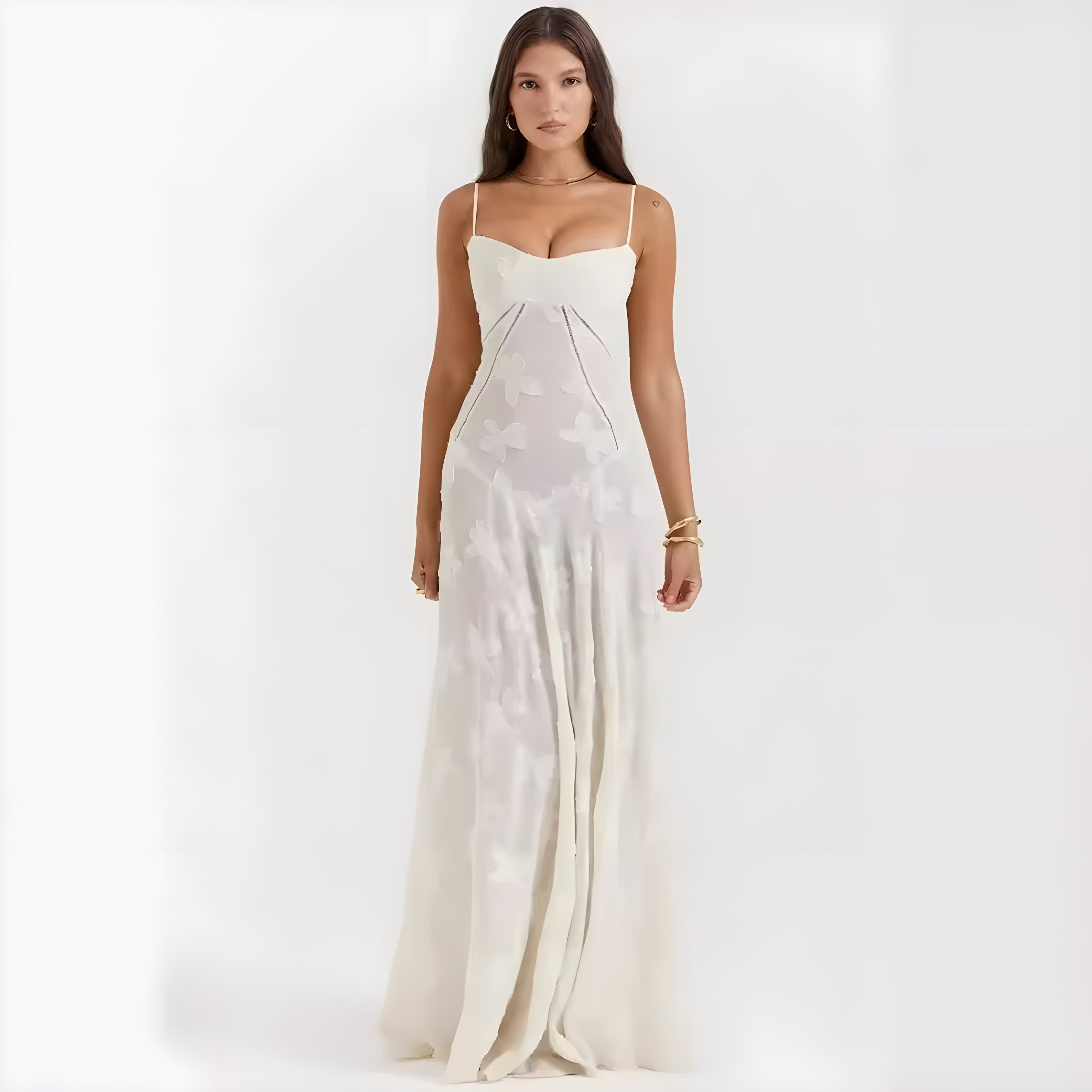 Velira Maxi Dress Balta / XS Annabelle Nėriniuotas Maxi Suknelė