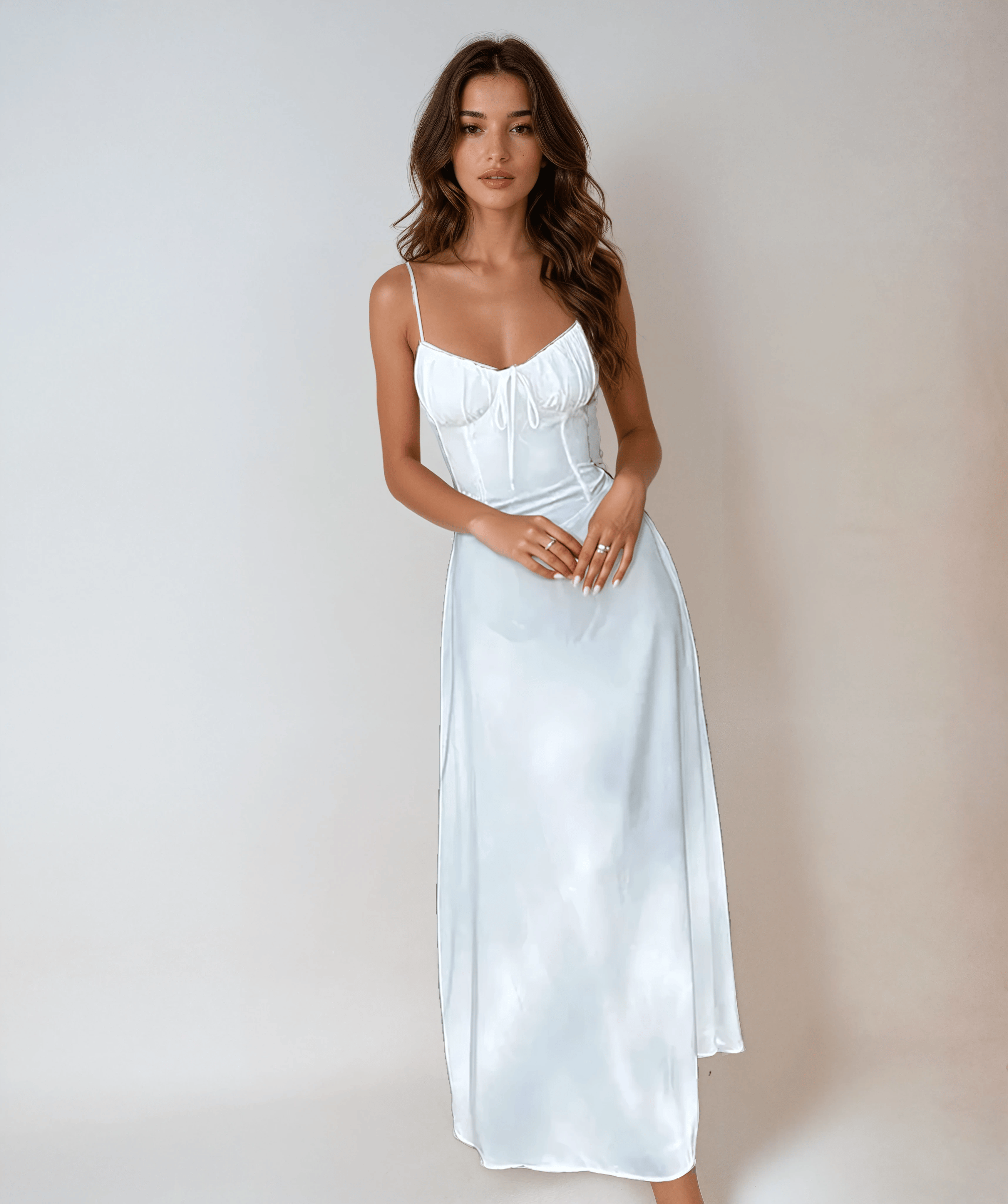 Velira Maxi Dress Be rankovių ir raukšlėta liemenėle maksi suknelė