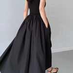 Velira Maxi Dress Be rankovių medvilnės mišinio maksi suknelė