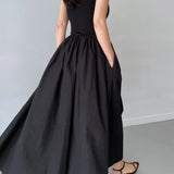 Velira Maxi Dress Be rankovių medvilnės mišinio maksi suknelė