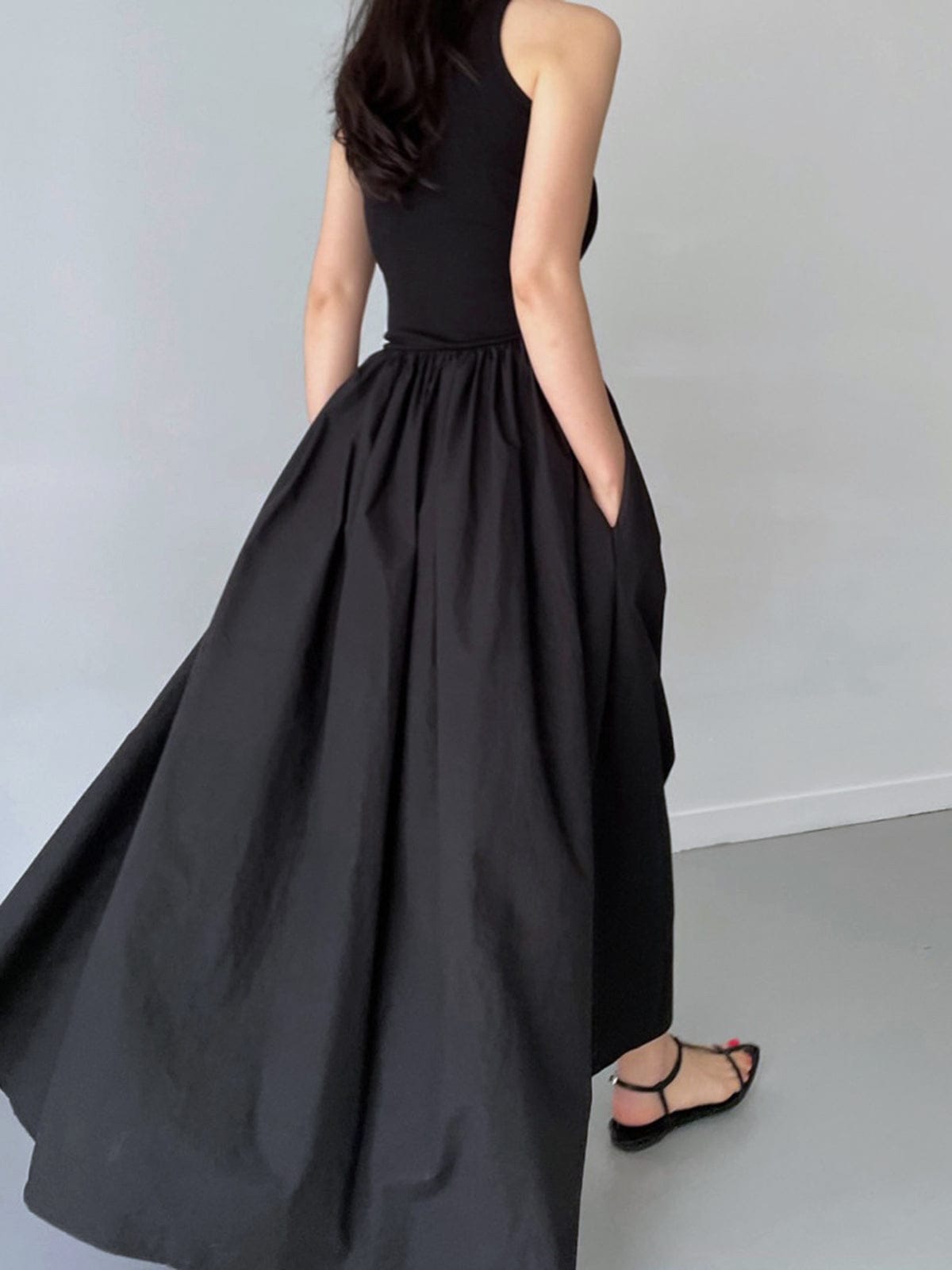 Velira Maxi Dress Be rankovių medvilnės mišinio maksi suknelė