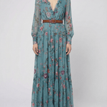 Velira Maxi Dress Bohemiškas gėlių rašto maksi suknelė su ilgomis rankovėmis