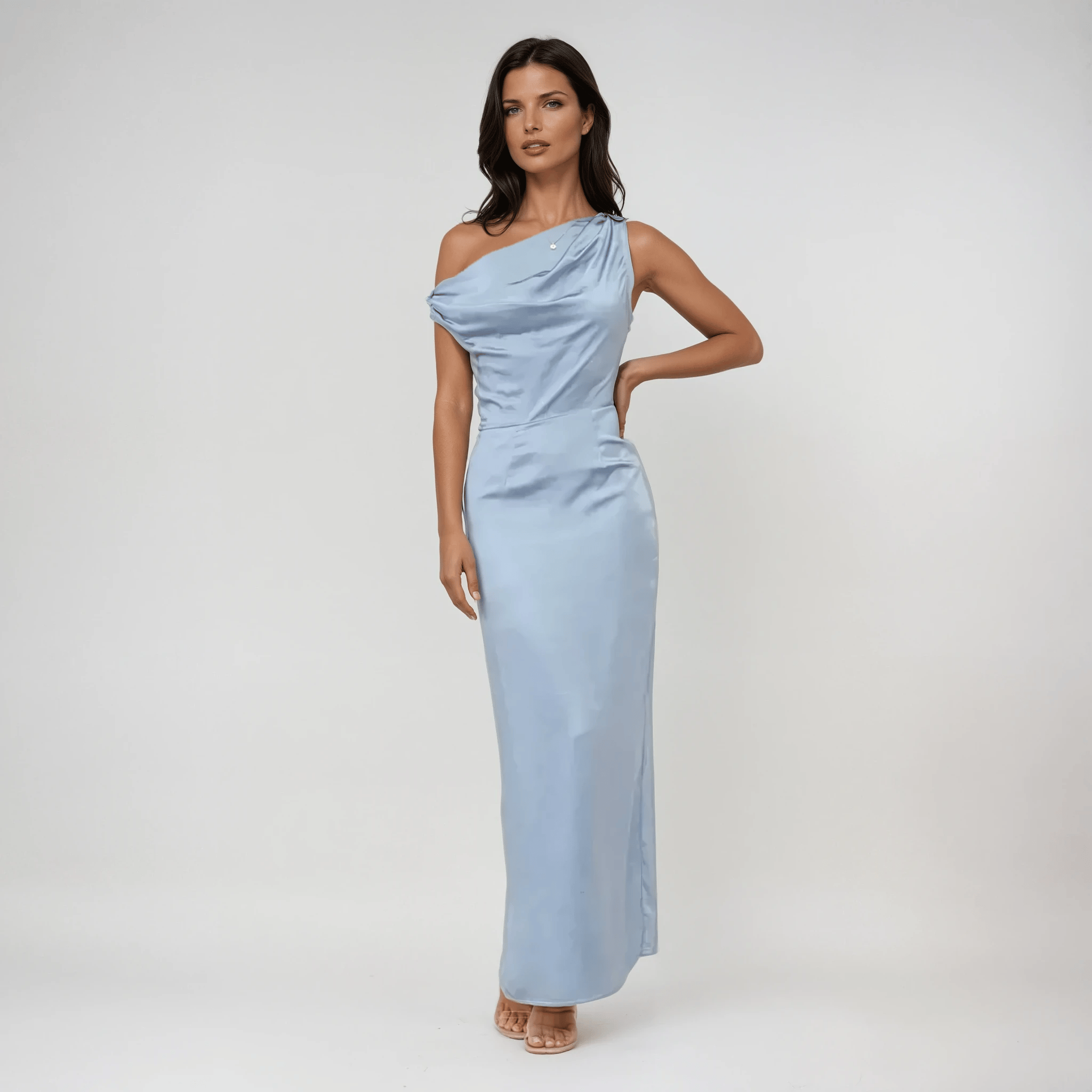 Velira Maxi Dress Coralie Drapuotas Satino Maxi Suknelė