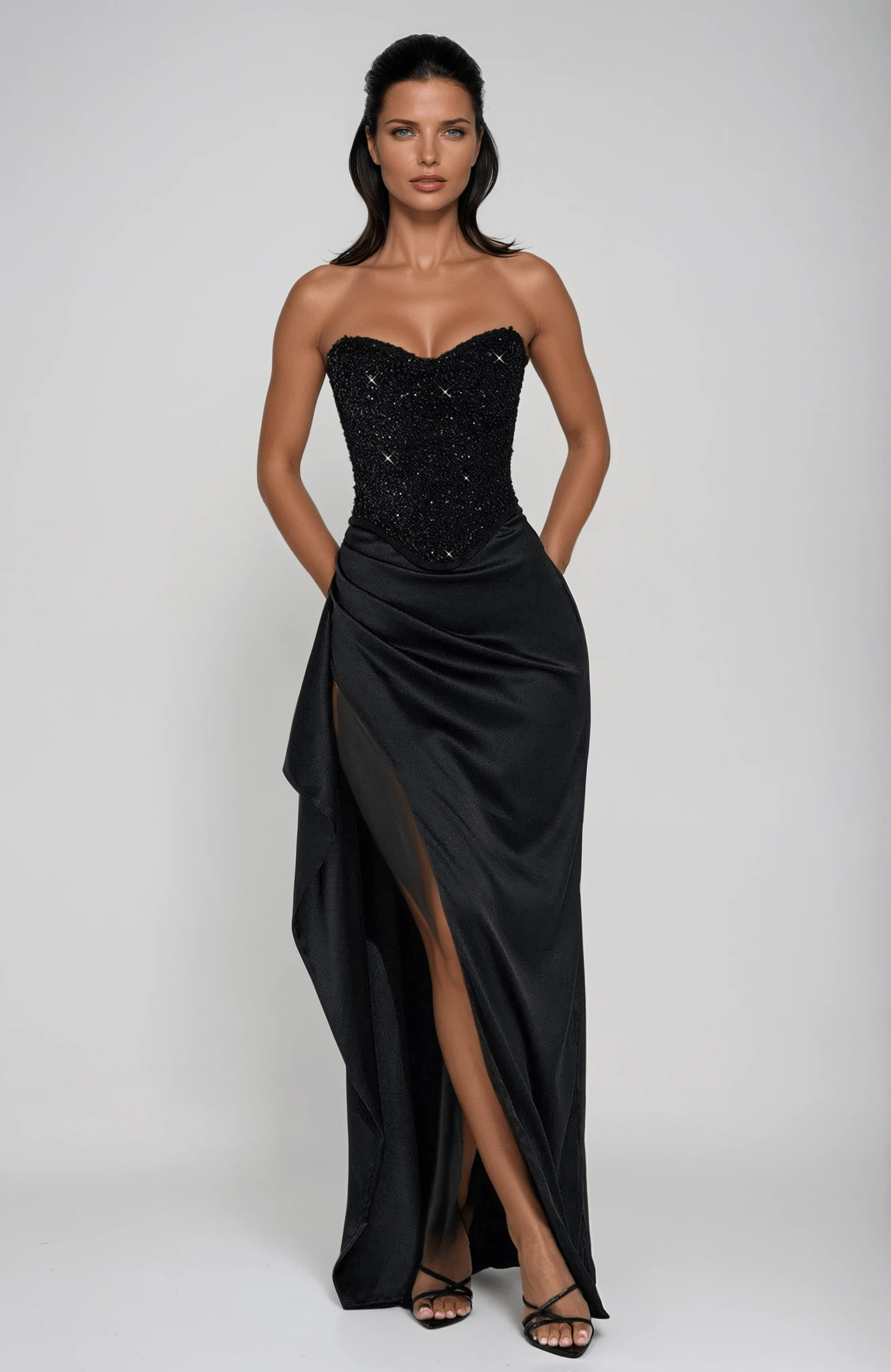 Velira Maxi Dress Emrielle Karoliukų Korsetas Vakarinė Suknelė Maxi