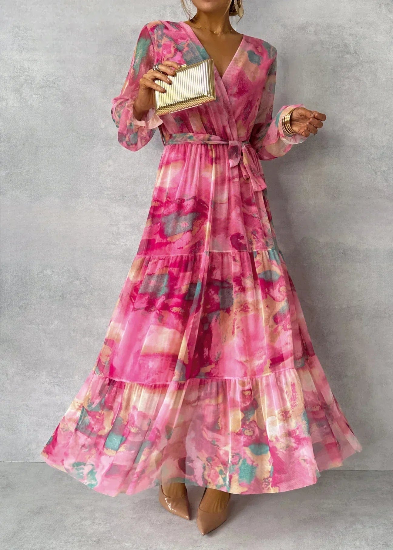 Velira Maxi Dress Gėlių Apvyniojimo Vasaros Vakarinė Maxi Suknelė