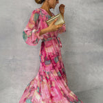 Velira Maxi Dress Gėlių Apvyniojimo Vasaros Vakarinė Maxi Suknelė