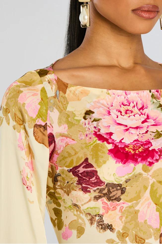 Velira Maxi Dress Gėlių varpo rankovėmis vakarinė suknelė