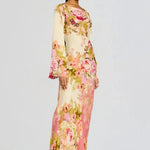 Velira Maxi Dress Gėlių varpo rankovėmis vakarinė suknelė
