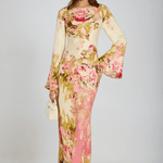 Velira Maxi Dress Gėlių / XS Gėlių varpo rankovėmis vakarinė suknelė