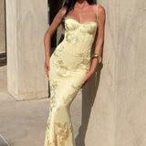 Velira Maxi Dress Gėlių žakardo korseto maksi suknelė