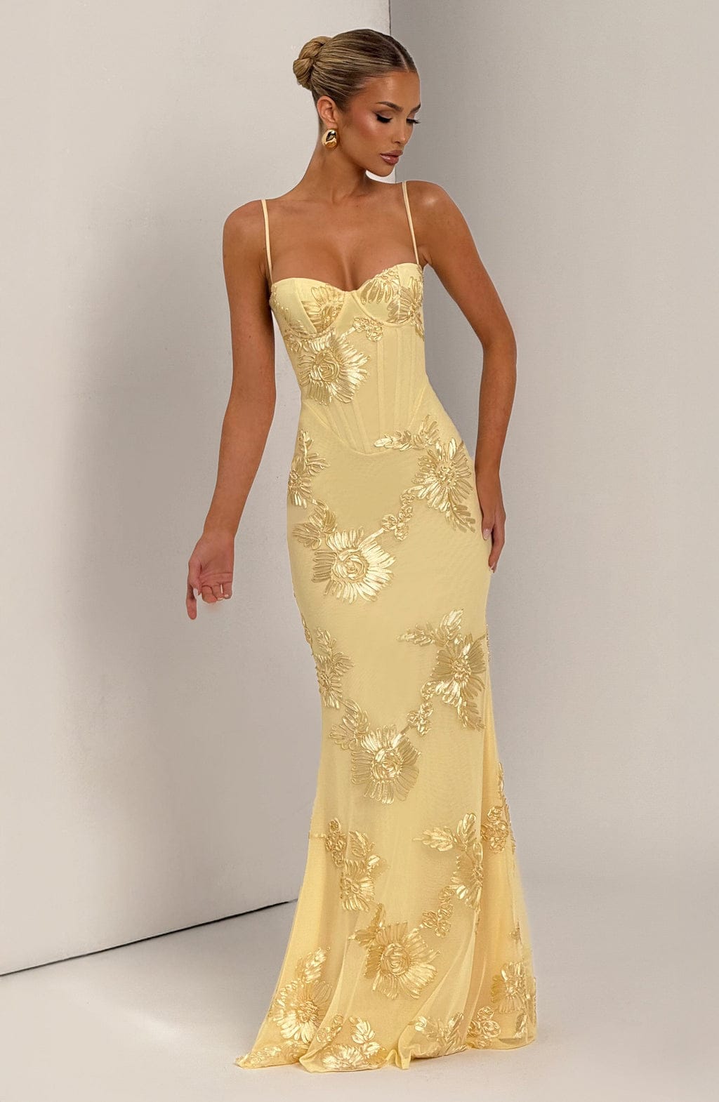 Velira Maxi Dress Gėlių žakardo korseto maksi suknelė