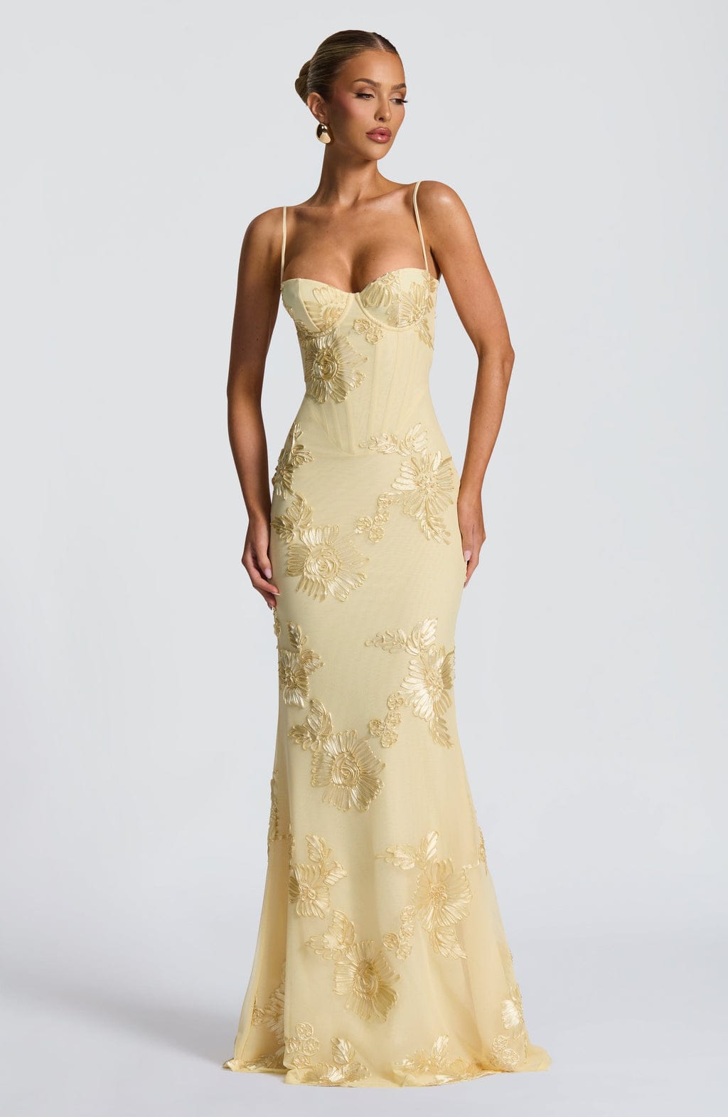 Velira Maxi Dress Gėlių žakardo korseto maksi suknelė