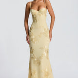 Velira Maxi Dress Gėlių žakardo korseto maksi suknelė