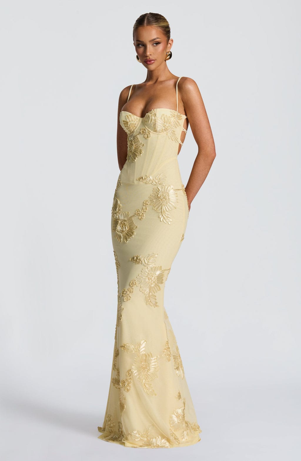 Velira Maxi Dress Gėlių žakardo korseto maksi suknelė