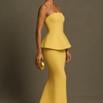 Velira Maxi Dress Geltona Be Rankovių Vakarinė Maxi Suknelė