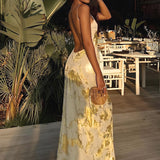 Velira Maxi Dress Geltona ir Aukso Maxi Suknelė