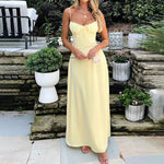 Velira Maxi Dress Geltona / S Be rankovių ir raukšlėta liemenėle maksi suknelė