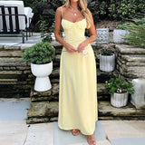 Velira Maxi Dress Geltona / S Be rankovių ir raukšlėta liemenėle maksi suknelė