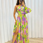 Velira Maxi Dress Geltona / S , laisvai krentanti suknelė petnešėlėmis vasaros renginiams
