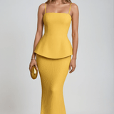 Velira Maxi Dress Geltona / XS Geltona Be Rankovių Vakarinė Maxi Suknelė