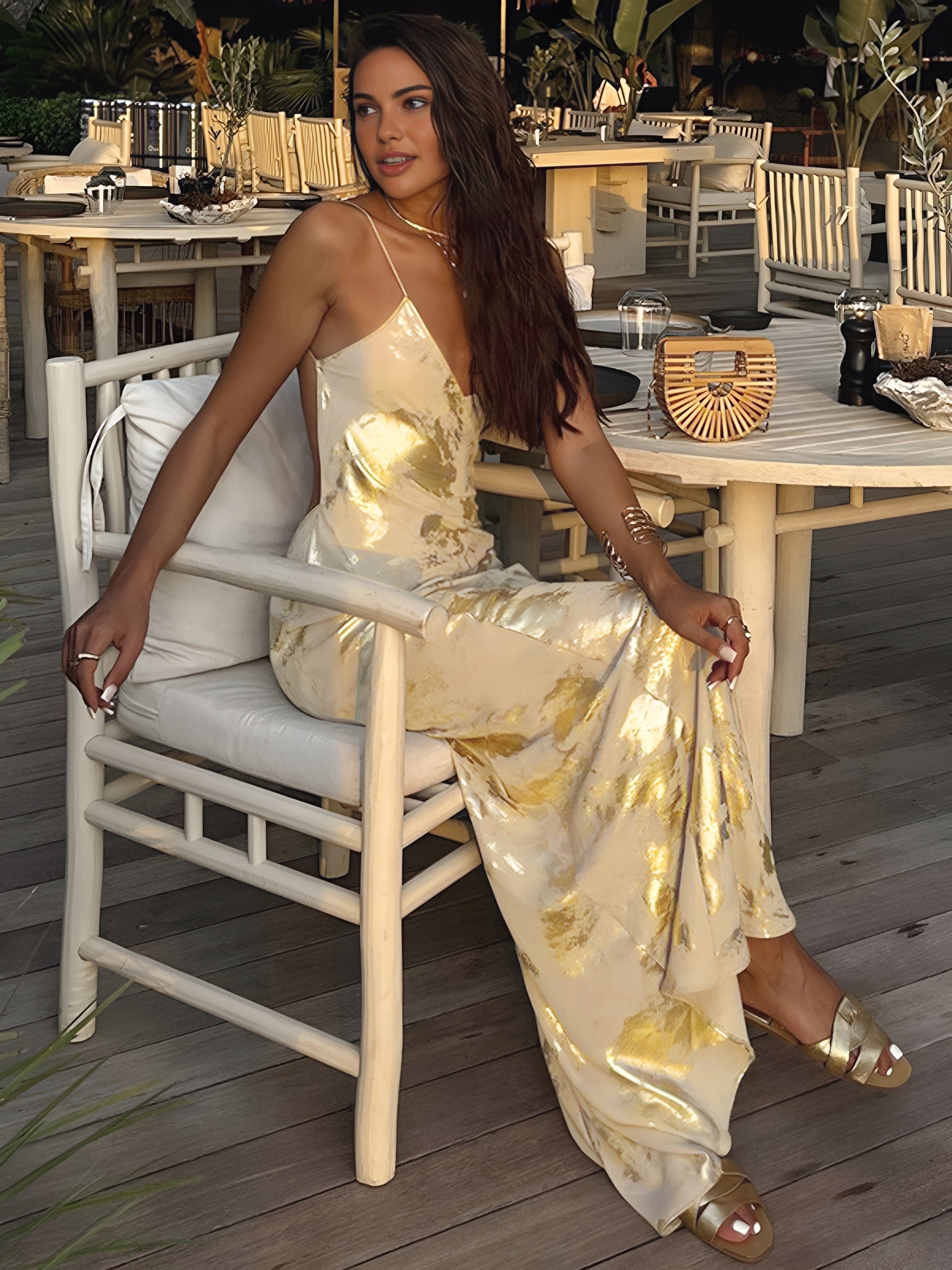 Velira Maxi Dress Geltona / XS Geltona ir Aukso Maxi Suknelė