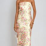 Velira Maxi Dress Geltonas Vasaros Žydėjimo Maxi Suknelė