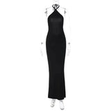 Velira Maxi Dress Halterio kaklo atvira nugarinė suknelė maksi