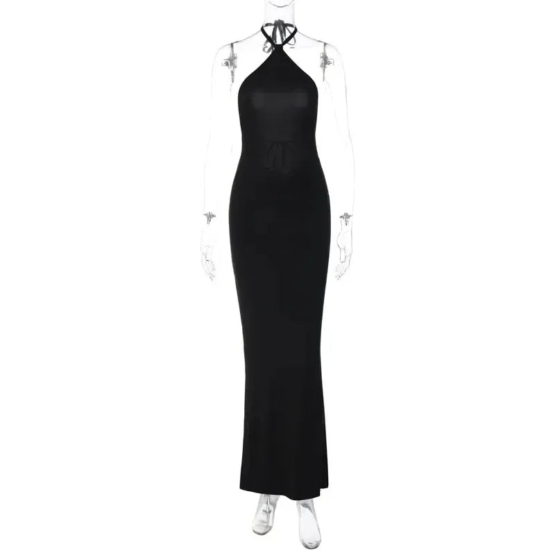 Velira Maxi Dress Halterio kaklo atvira nugarinė suknelė maksi