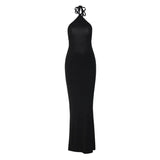 Velira Maxi Dress Halterio kaklo atvira nugarinė suknelė maksi