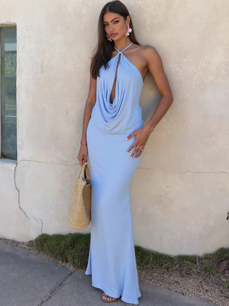 Velira Maxi Dress Halterio Kaklo Maxi Suknelė