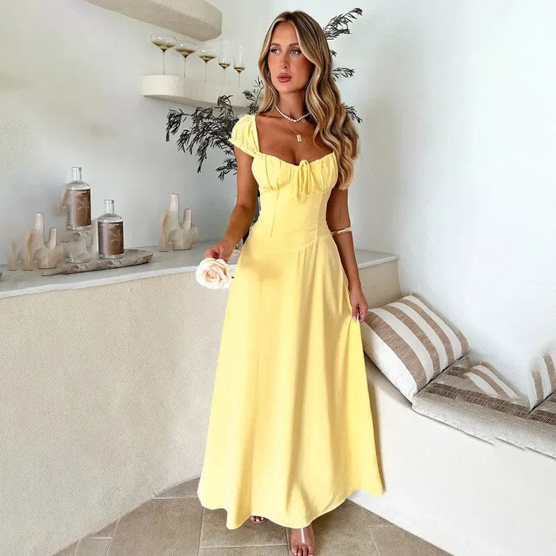 Velira Maxi Dress Imperijos Geltona Maxi Suknelė