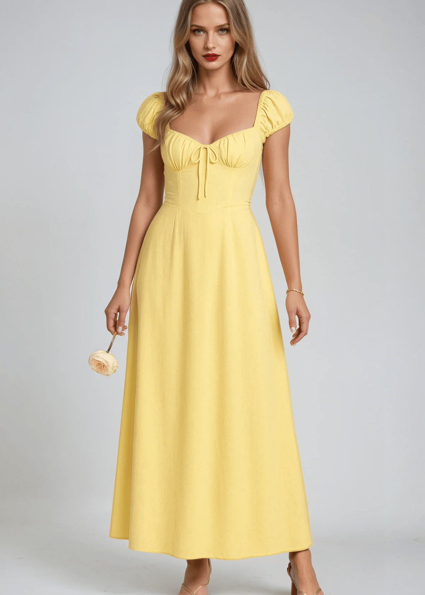 Velira Maxi Dress Imperijos Geltona Maxi Suknelė