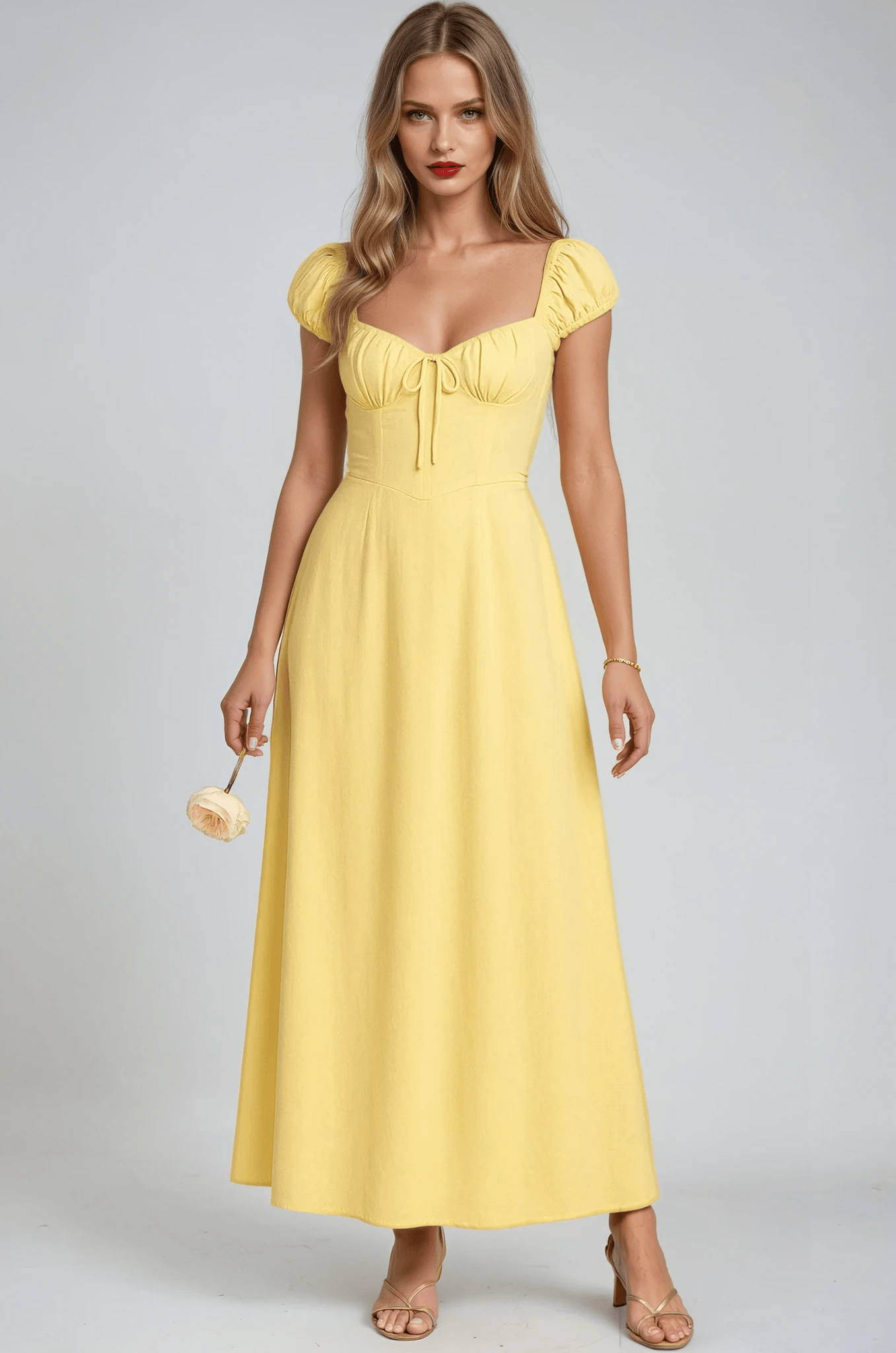 Velira Maxi Dress Imperijos Geltona Maxi Suknelė