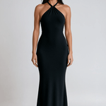 Velira Maxi Dress Juoda / S Halterio kaklo atvira nugarinė suknelė maksi