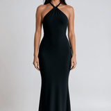 Velira Maxi Dress Juoda / S Halterio kaklo atvira nugarinė suknelė maksi