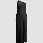 Velira Maxi Dress Juoda / XS Atvira Nugaros Satino Maxi Suknelė