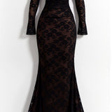 Velira Maxi Dress Juoda / XS Livilla Ilga Nėriniuota Maxi Suknelė