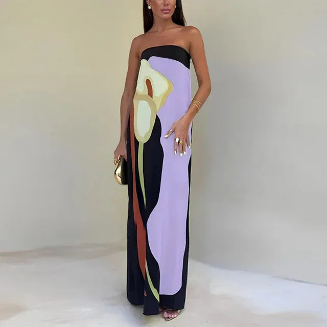 Velira Maxi Dress Lila / XS Calla Be Rankovių Spausdintas Vasaros Šalies Maxi Suknelė
