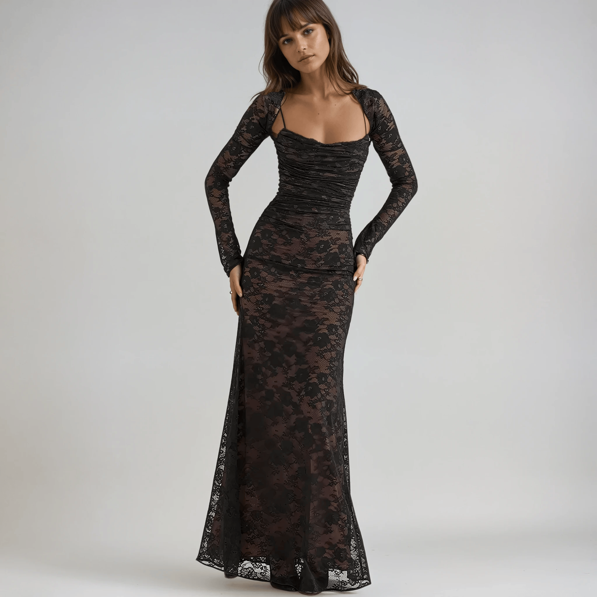 Velira Maxi Dress Livilla Ilga Nėriniuota Maxi Suknelė