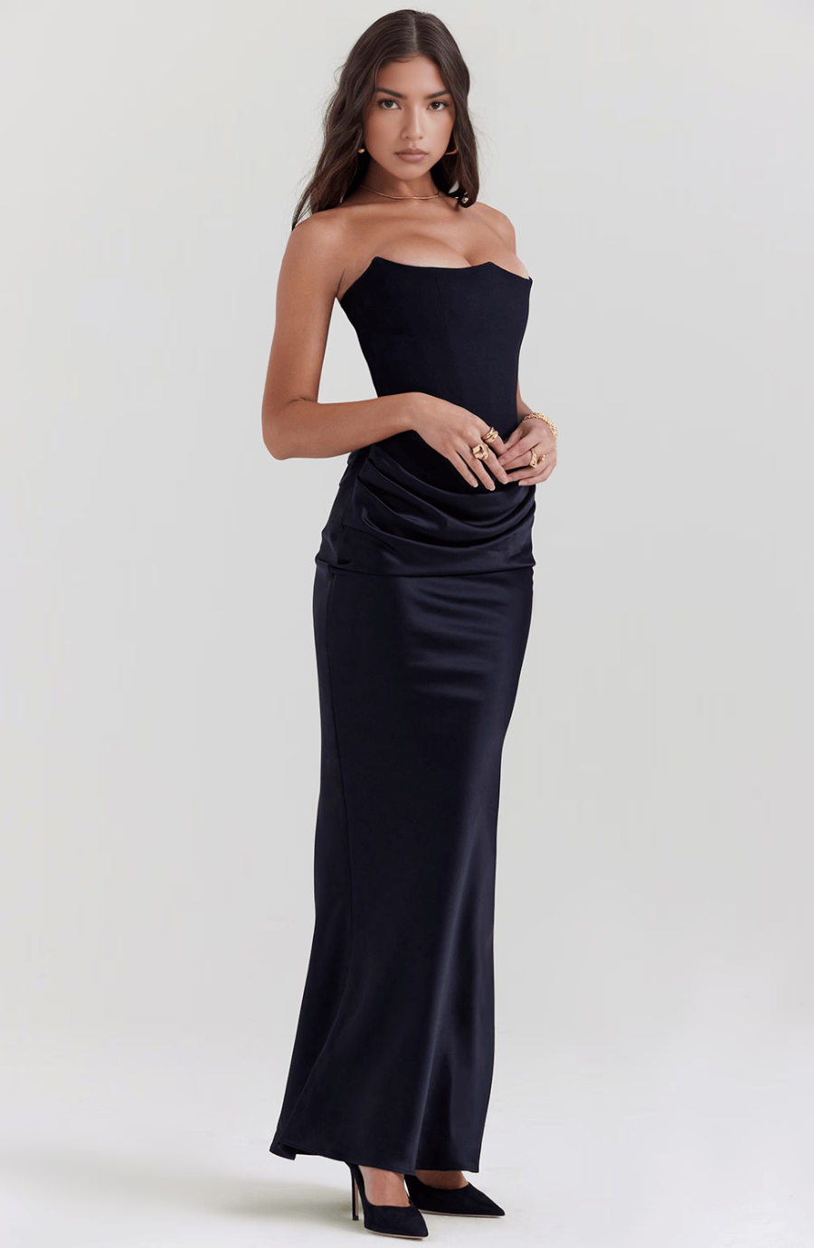 Velira Maxi Dress Mia Be rankovių korseto maksi suknelė